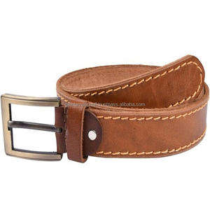 Cinturón informal de cuero a la moda para hombre con costuras en contraste de diseño personalizado, cinturones y accesorios de cuero para hombre de alta calidad - Product Image 4