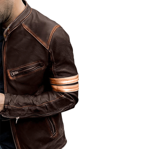 Chaqueta de carreras unisex de piel de oveja auténtica marrón con certificado CE para invierno, transpirable, a prueba de viento - Product Image 2