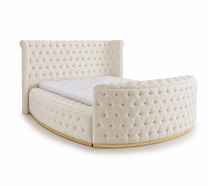 Modern TV Lift Upholstered Bed Based Fabric Apartment Bedroom Set King Size with <b>Cushioned</b> Headboard and <b>Storage</b> Base - Product Image 1