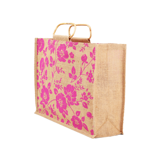 กระเป๋าช้อปปิงพิมพ์ลายแฟชั่นกระเป๋าผ้าปอกระเจาถือไม้เท้ากระเป๋านักช้อปขนาดใหญ่ทำในอินเดียตะวันตก - Product Image 1