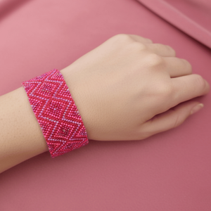 Hastvikas Handmade Gold-Plated <b>Bracelet</b> Pink Pearl Diamond Geometric Number Pattern Cute Religious Style <b>Copper</b> Material Gift - Product Image 5
