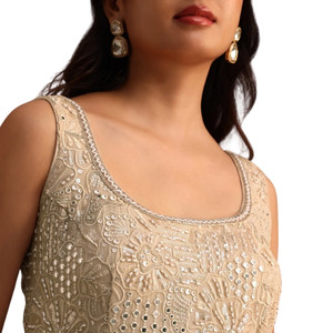 Bán buôn màu be thêu sharara thiết lập với dupatta cho đám cưới bên mặc lễ hội tiếp nhận và tùy chỉnh dân tộc bán buôn đơn đặt hàng - Product Image 5