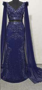 Vestidos de Maternidad de Estilo Simple, Cuello Asimétrico, Tela de Lana con Bordado a Mano, Cintura Imperio, Largo Maxi - Product Image 2