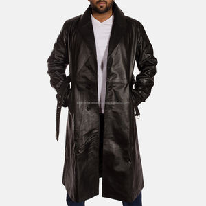 Wholesale <b>Mens</b> Casual Double Collar Breathable Genuine Sheepskin Leather Coat With Woolen Fleece Inside <b>Black</b> Leather Coats - Product Image 6