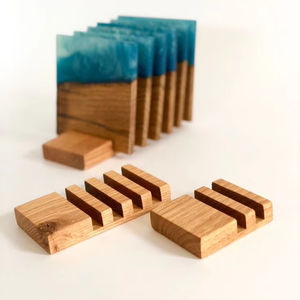 Morden-Ensemble de sous-verres en résine époxy de qualité avec effet océan-Dessous de verre rond décoratif en résine époxy par Craftsy Home - Product Image 1