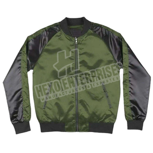 Chaqueta de satén con cuello de béisbol y logotipo personalizado al por mayor para hombre, chaqueta de satén con dobladillo acanalado y cremallera completa a prueba de viento para hombre - Product Image 1