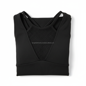 เสื้อชั้นในกีฬาผู้หญิงแบบตาข่ายระบายอากาศ ซัพพอร์ตสูง คอวี เซ็กซี่ รับสกรีนโลโก้ เสื้อโยคะสำหรับฤดูร้อน - Product Image 6