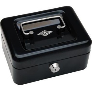 Caja de Seguridad para Efectivo WEDO de Acero, 15.2 x 8 x 11.5 cm, con Cerradura, 1 Compartimento para Billetes y 4 para Monedas, Color Negro - Product Image 1
