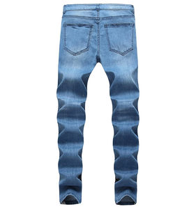 Men's Slim Jeans Streetwear Fashion Pants with Patch Pockets Casual Sport Style Flat Front Summer Black <b>Denim</b> <b>Trousers</b> - Product Image 2