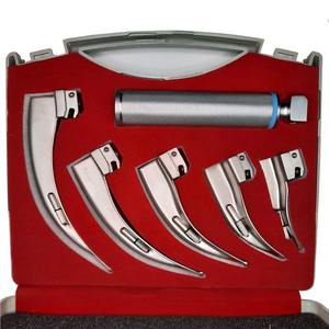 Ensemble de laryngoscope à fibre optique Macintosh avec 5 lames et boîte/instruments de diagnostic Ent - Product Image 4
