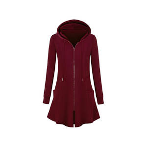 Sudadera con capucha de gran tamaño con hombros caídos personalizada 1 pieza de otoño largo de punto con capucha patrón sólido - Product Image 5