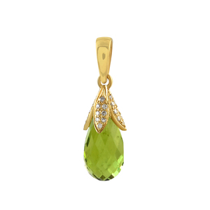 Elegante colgante de plata de ley 925 chapado en oro para mujer, bonito diseño atractivo con encanto de piedras preciosas de circón peridoto para fiestas - Product Image 1