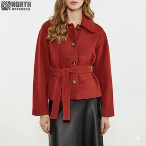 Chaqueta de invierno de piel de vaca de la mejor calidad para mujer, chaqueta de cuero transpirable de lona de punto de diseño único personalizable - Product Image 2
