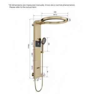 Multifunktions-Duschpaneel-Set zur Wandmontage, Gold & Grau Aluminium, mit Wasserfall und LED-Digitalanzeige - Product Image 3