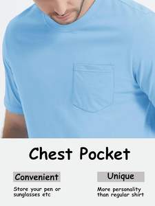 Offre Spéciale anti-rides 100% coton T-shirts Logo personnalisé élégant confortable col rond poche t-shirt conception pour les activités de plein air - Product Image 5