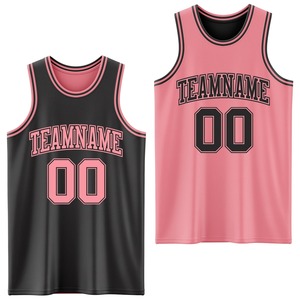 Direct d'usine vente en gros personnalisé réversible noir moyen rose double face sublimation maillot de basket-ball - Product Image 1