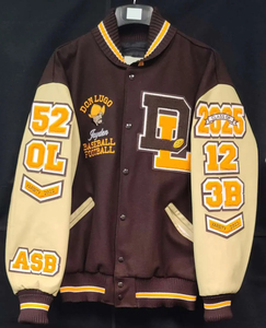 Lettermen Baseball Vestes Varsity personnalisées Corps en laine bleu royal Manches en cuir blanc avec patchs en chenille - Product Image 2