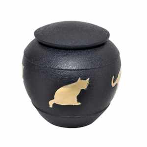 Urne commémorative moderne à motif de patte tachetée foncée avec finition brillante pour les cendres d'animaux de compagnie et un hommage à la maison - Product Image 2