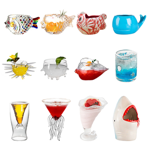 Verres à cocktail d'aquarium en borosilicate haut de gamme, uniques et personnalisés, verres à vin créatifs colorés en forme de coquillage de plage, verres à <span class=keywords><strong>martini</strong></span>, verres à cocktail - Product Image 1
