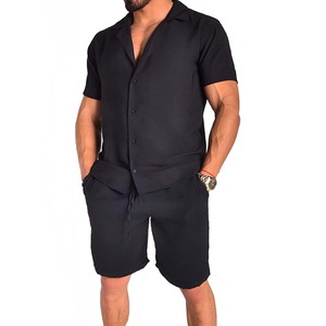 Venta al por mayor logotipo personalizado casual Primavera Verano hombres pantalones cortos y pantalones cortos conjunto último diseño de impresión pantalones cortos conjunto de alta calidad - Product Image 3