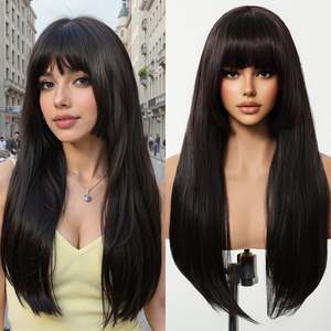 DWY Women's Elegant Natural Black Synthetic <b>Lace</b> <b>Wig</b> Small Cap Size Headband <b>Wig</b> - Product Image 4