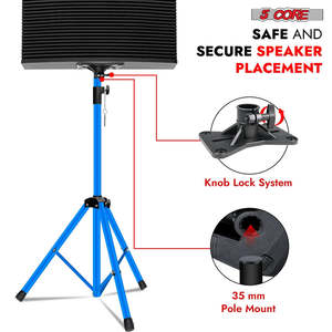 5 Core Speaker Stand Height Adjustable PA DJ <b>Tripod</b> Studio Monitor Stands w 35mm Compatible Insert - Product Image 4