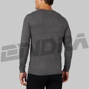 T-shirt gris ajusté à manches longues pour la salle de sport, en tissu extensible et respirant, coupe slim, confortable pour l'entraînement, les séances d'entraînement, l'usage quotidien, pour hommes, salle de sport - Product Image 3