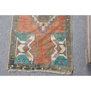 พรมขนแกะสไตล์ตุรกีโบราณขนาด170ซม. x 350ซม. ดีไซน์แบบเย็บปะติดปะต่อกันสีส้มและสีเขียวลวดลายถักทอพื้นหลังยางเพิ่มวัฒนธรรมให้กับพื้นที่ของคุณ! - Product Image 3