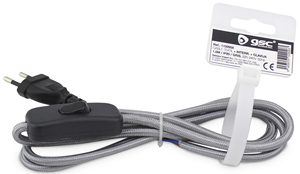 1,5 m. Collegamento tessile con interruttore di ingresso grigio (GSC 1102958) - Product Image 1