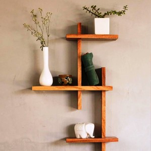 Estante de almacenamiento de estante de pared de madera maciza para sostener macetas de flores Hermoso arte de pared-¡Compre ahora! - Product Image 6