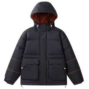 OEM <b>Men's</b> Plus Size Hooded Puffer Jacket <b>Top</b> Selling Breathable Eco-Friendly Winter Casual Style Bubble Zipper Waterproof Canvas - Product Image 1