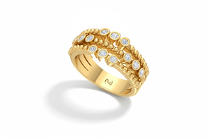 Anillo de Diamantes con Bisel Milgrain de Estilo Vintage en Oro de 14K y Diamantes Naturales para Mujer - Product Image 4