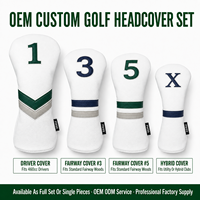 Housse de tête de club de golf personnalisée en cuir PU blanc, numéros 1, 3, 5, X, Driver, Fairway, Hybride, rayures holographiques, accessoires de golf OEM