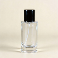Vente en gros de flacons de parfum cylindriques en verre transparent 30ml/50ml/100ml avec vaporisateurs à fine brume pour recharges de parfum