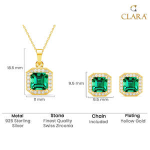 Ensemble de bijoux classique en or rose plaqué or avec diamant et zircon vert solitaire pour les cadeaux de mariage et de fête - Product Image 5