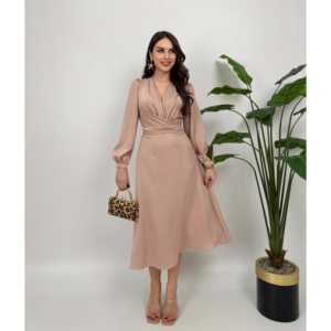 Robe trapèze en satin avec ceinture et taille naturelle 2052 - Product Image 2