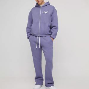 Conjunto Deportivo de 2 Piezas para Hombre, Chaqueta Holgada con Cremallera y Pantalones Deportivos de Felpa de Algodón OEM, Cierre con Cordón, Personalizable - Product Image 4