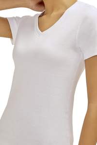 Recién llegado, camisetas de mujer de alta calidad, decoración de botones de moda, respetuosas con el medio ambiente y transpirables, fabricadas en Pakistán - Product Image 3