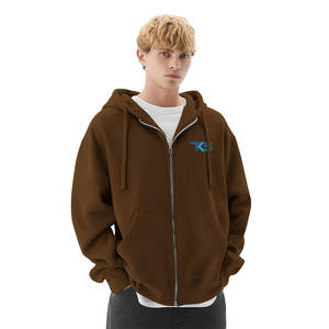 Sudaderas holgadas con cremallera de gran tamaño para hombre con puños acanalados y bolsillo dividido para moda callejera para hombre de peso pesado con cremallera de gran tamaño - Product Image 1