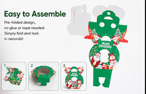 Custom <b>Christmas</b> Gable Treat <b>Boxes</b> with Bow Handle Green Red Full Color Printed Party Favor Candy Gift Packaging Wholesale - Product Image 4