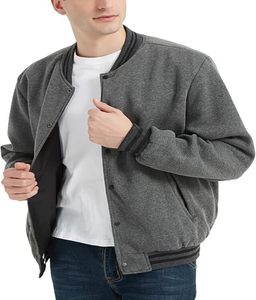 Wholesale Lightweight Men's <b>Plus</b> <b>Size</b> Custom Varsity <b>Jackets</b> Canvas Stand Collar Front Logo Customizable OEM Winter - Product Image 1