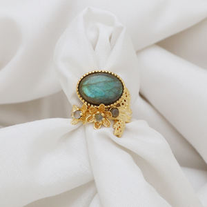 2025 nuevo diseño 925 plata esterlina anillo chapado en oro labradorita 18K chapado en oro - Product Image 2