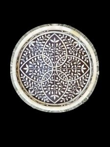 Venta al por mayor Incrustaciones de hueso artesanía Floral Mesita de noche Incrustaciones de hueso Mesita de noche Negro Mesita de noche Muebles DE LA India - Product Image 4