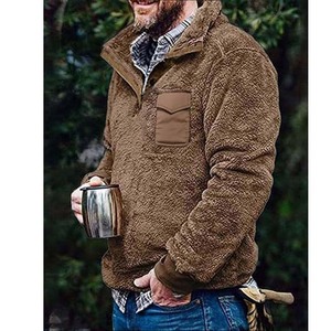 Logo personnalisé de haute qualité broderie col montant vestes en polaire épaisse en coton vestes d'hiver de couleur unie pour homme - Product Image 2