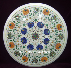 High on Demand Interior Decoration <b>White</b> Marble Inlay <b>Table</b> Top for Interior Decoration Use From Indian Exporter <b>Dining</b> <b>Table</b> - Product Image 1