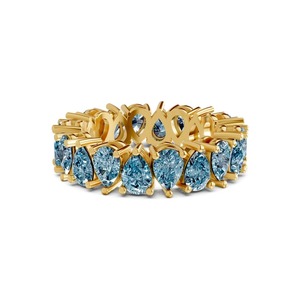 Anillo Eternity Grand Ice Blue Pear con Diamantes Cultivados en Laboratorio de 2.00 Ct Tw, Oro Sólido de 14K, Color Azul Hielo, Claridad VS, 27 Diamantes de Alto Cuarate - Product Image 4