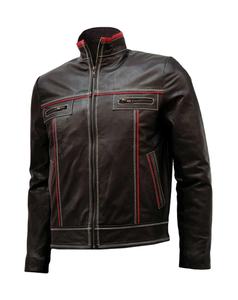 Haute qualité personnalisé Vintage noir véritable moto veste décontracté mode motard Style col montant Satin respirant tissu 4XL - Product Image 1