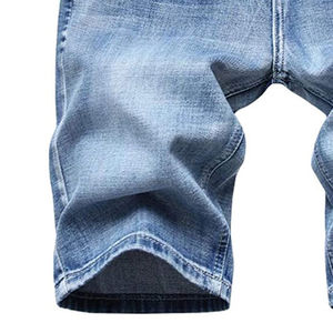 Pantalones cortos de mezclilla de colección de verano para hombres de alta calidad, corte holgado, Color sólido, método de tejido de punto de cintura alta informal a la venta - Product Image 4