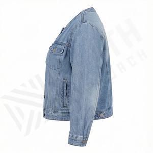 Veste en jean courte à manches longues et col rond pour femmes, taille plus, style tendance, service OEM, personnalisable - Product Image 3
