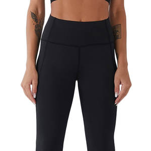 Venta directa de fábrica-Conjunto de entrenamiento de gimnasio de yoga sin costuras transpirable de alta calidad para mujer Cintura elástica Patrón sólido Logotipo frontal - Product Image 4